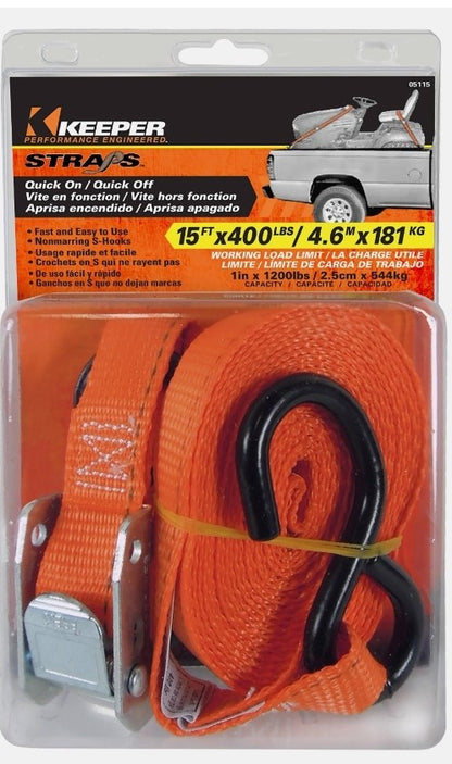 15' Pull Cam Straps (Motor Cycle) 400lb Rated (Keeper)