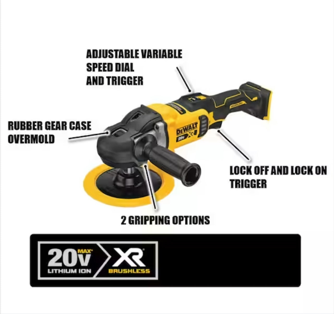 Dewalt Cordless 7'' Polisher w/ 2 5AMP Batteries Charger