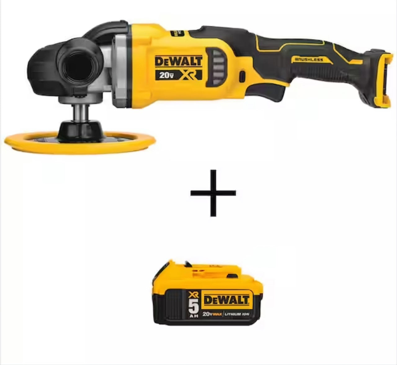 Dewalt Cordless 7'' Polisher w/ 2 5AMP Batteries Charger