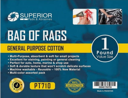 BAG OF RAGS - 1LB. OF 100% COTTON ASSORTED