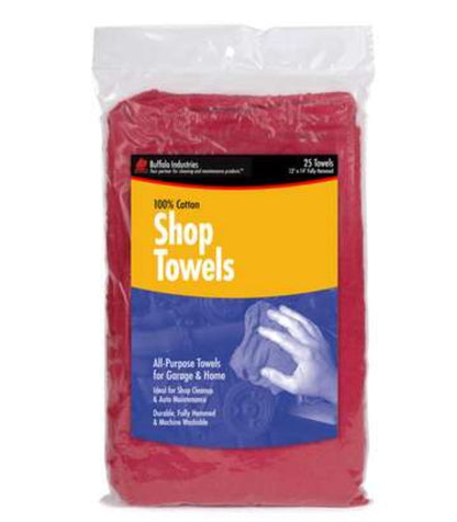 14" x 14" RED RAG 100% COTTON TOWELS (25PK BAGS)