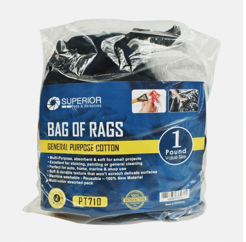 BAG OF RAGS - 1LB. OF 100% COTTON ASSORTED