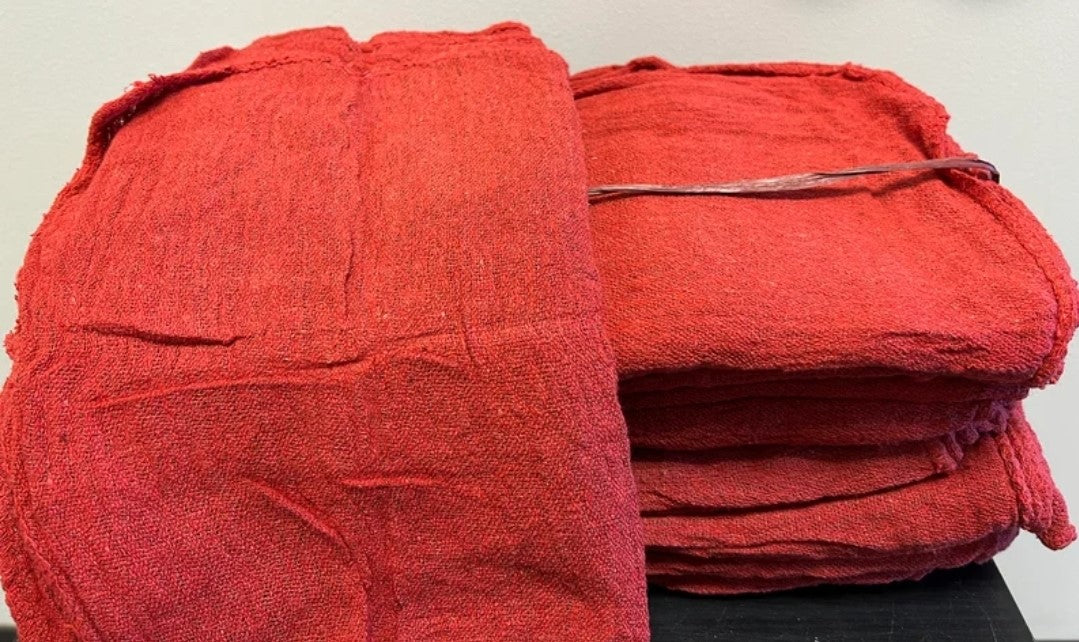 14" x 14" RED RAG 100% COTTON TOWELS (25PK BAGS)