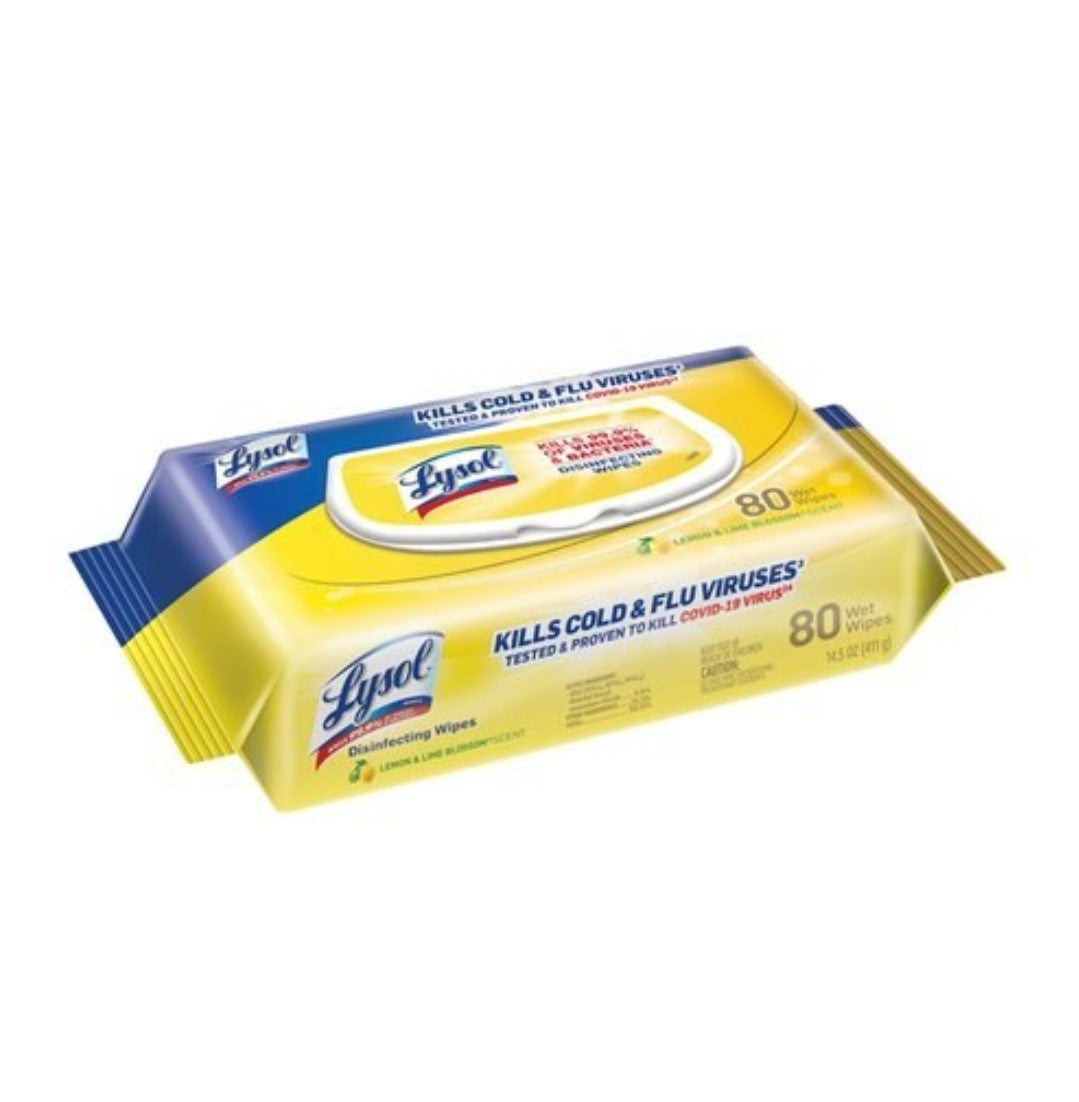 Lysol Disinfecting Wipes, Kills 99.9% of Viruses and Bacteria, 80 Wipes/Pack, 6 Packs/Case