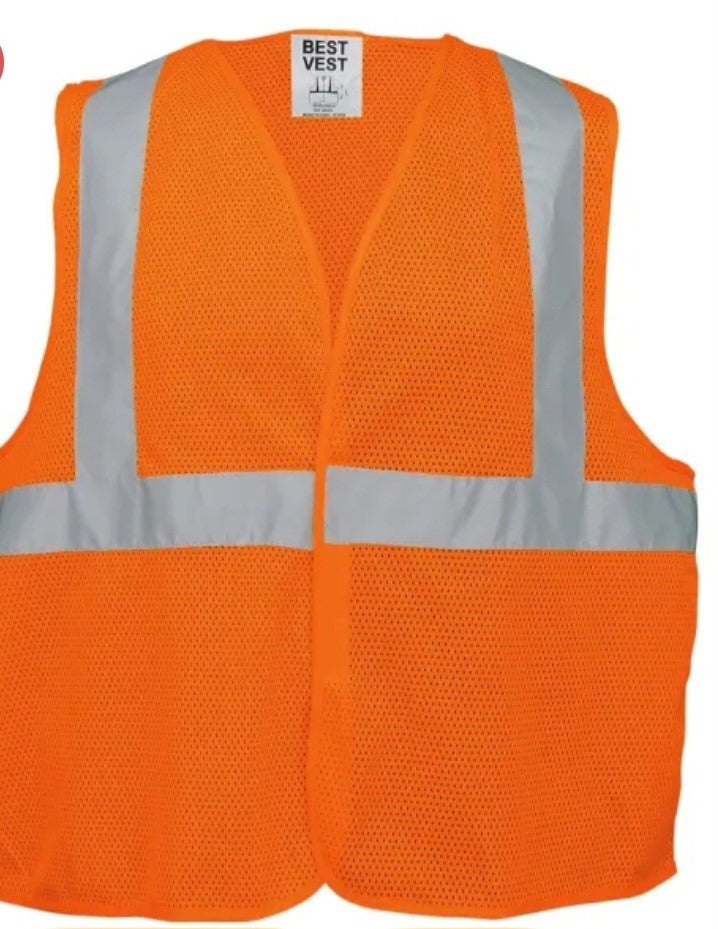 Class 2 Standard Mesh Vest, Hook & Loop – JS1012- Orange