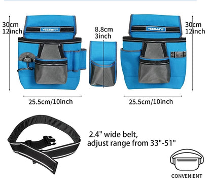 Tool Belt, 15 Pocket Adjustable Fit 33-51" Waistband